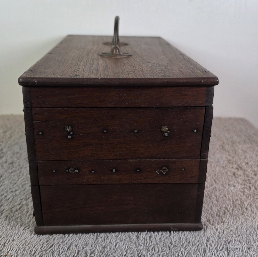 Vintage Wooden Jewelry Or Specialty Tool Storage Box in Brown - Picture 8 of 15